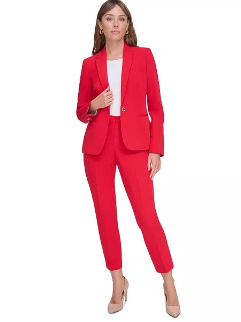 Tommy Hilfiger Women's Red Single-Button Blazer Jacket - Picture 4 of 5